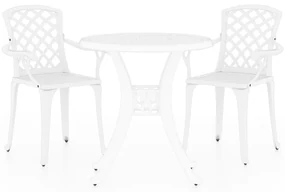 vidaXL 3-delige Bistroset gietaluminium wit