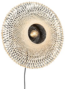 Oosterse wandlamp bamboe 50 cm met stekker - RinaOosters E27 rond Binnenverlichting Lamp
