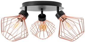 Drievoudige lamp, metalen loft plafond, zwarte roos APP536-3C