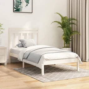 vidaXL Bedframe massief hout wit 90x200 cm