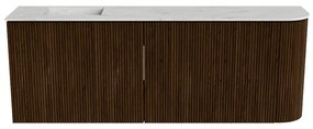Mondiaz Joya DLux 110cm toiletmeubel ronding rechts walnut met wastafel faye links zonder kraangat opalo