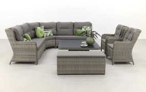 Sandigo lounge dining set met bijzetbank + 2x dining tuinstoel