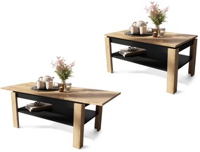 ASTI-R Eiken Craft Goud/zwart - moderne salontafel met uitschuifbaar blad