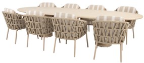 Hampton Beverly dining tuinset 300x110xH75 cm 9 delig mortex latte 4 Seasons Outdoor