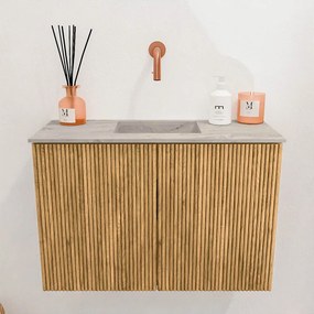 Mondiaz Joya DLux 60cm toiletmeubel oak met wastafel faye midden zonder kraangat glace