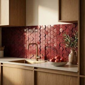 Zelfklevende Mozaïektegels Metaal | Hexagon Bordeaux | 28,8×29,2 cm | Keuken, Bad &amp; WC