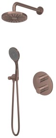 Hotbath Buddy IBS12A inbouw regendouche 20cm met glijstang en 15cm plafondbuis geborsteld koper PVD
