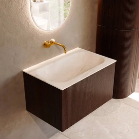 Mondiaz Kurve-dlux 70cm badmeubel ruby met 1 lade en wastafel big small midden zonder kraangat ostra