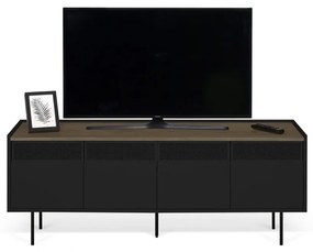 TemaHome Radio Zwart Tv-meubel Met Walnoot Blad - 160x43x60cm.