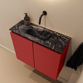 Mondiaz Ture DLux toiletmeubel 60cm fire met wastafel lava midden zonder kraangat