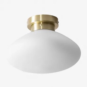 Ronde Plafondlamp Ø30 Cm Van Ijzer En Glas Diribe Goud - Sklum