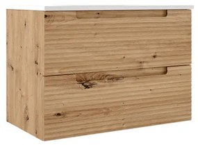 Adema Prime Balance Wastafelonderkast - 80x55x44.9cm - 2 lades - Geintegreerde greep - MDF - Rustiek Eiken