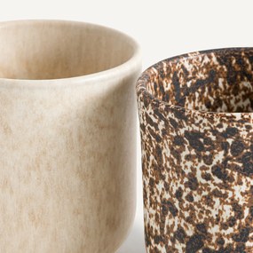 Set van 4 kopjes in mat aardewerk, Rusty