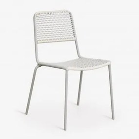 Stapelbare Set Van 4 Tuinstoelen Van Staal En Synthetisch Riet Veyra Groen – Khaki - Sklum