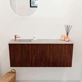 Mondiaz Joya DLux 100cm toiletmeubel ruby met wastafel faye links 1 kraangat glace