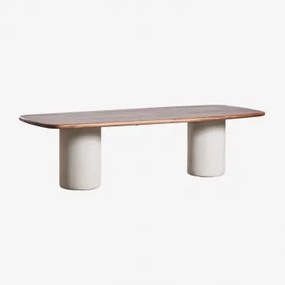 Rectangulaire Eettafel 270x110 Cm Van Acaciahout Bogota Donker Acaciabruin & Lichtgrijs - Sklum