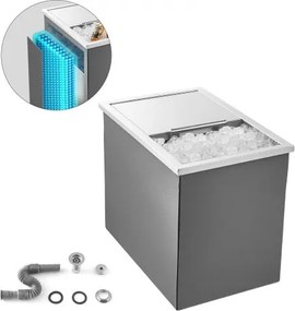 VEVOR Ingebouwde ijskast (455 x 305 x 400 mm) RVS ingebouwde koeler, 27,1 L Commerciële inbouwkoelkasten met schuifdeksel voor buitengebruik, inclusief afvoerpijpset, voor koude wijn en bier