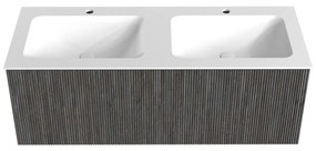 Mondiaz Kurve 120cm badmeubel shadow met 1 lade en wastafel cloud dubbel 2 kraangaten