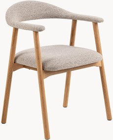 Bouclé armstoelen Addi met eikenhouten frame, 2 stuks