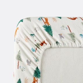 Hoeslaken voor kinderen, flanel, omslag 25 cm, dierenprint, GRIZZLY