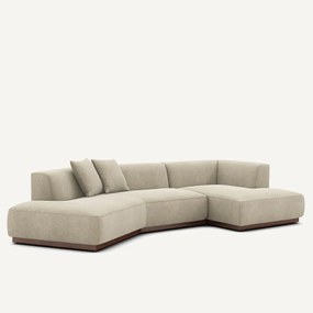 Open rechte hoekbank in linnen fluweel, JACOPO