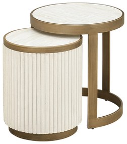 Richmond Interiors Tivoli Ronde Bijzettafelset Beige Goud - 50 X 50cm.