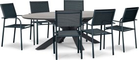 Tuinset 6 personen 240 cm Aluminium Grijs Presto Brentino/Lunea