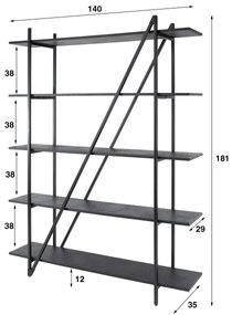 Plankenkast Industrieel Metaal - 140x35x181cm.