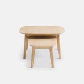 Set van eiken gefineerde salontafels, Janice