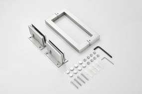 Saniclear Modern scharnieren + handvat voor douchedeur RVS
