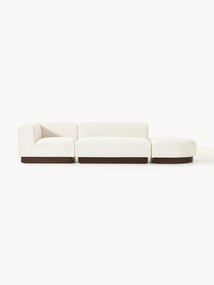 Modulaire chaise longue Natalie van teddy-bouclé met poef (links/rechts)