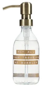 Wellmark Handzeep helder glas messing pomp 250ml tekst MAY ALL YOUR TROUBLES BE BUBBLES Brons label 8720618459435