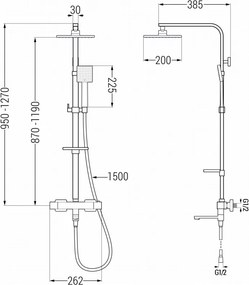 Mexen CQ45 bad-douche set met regendouche en thermostatische kraan, chroom - 779104595-00