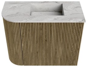 Mondiaz Joya DLux 50cm toiletmeubel ronding links dusk met wastafel faye rechts 1 kraangat glace