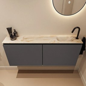 Mondiaz Ture DLux toiletmeubel 120cm dark grey met wastafel frappe rechts met kraangat