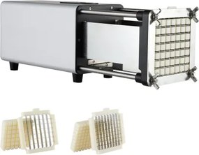 VEVOR Elektrische frietsnijder Aardappelsnijder met 1/2-inch en 3/8-inch messen Roestvrij staal, aardappelsnijder en hakselaar met antislipvoetjes, voor aardappelen Groenten Zilver