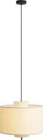 Japandi hanglamp zwart met witte linnen kap 50cm - Rieu