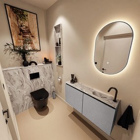 Mondiaz Ture DLux toiletmeubel 100cm plata met wastafel glace rechts met kraangat