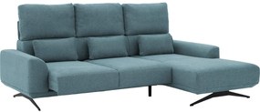 Goossens Excellent Bank Princess blauw, stof, 3-zits, elegant chic met chaise longue rechts