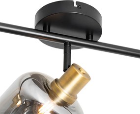 Smart plafondspot zwart met smoke glas langwerpig incl. 3 Wifi P45 - Zuzanna