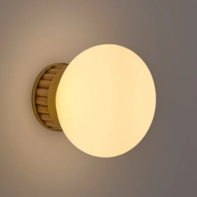 Wand- of plafondlamp, in messing, bamboe en opaline glas, DOLCE