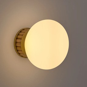 Wandlamp in messing, bamboe en opaline glas, Dolce