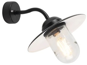 Buiten wandlamp zwart met glas IP44 - Munich