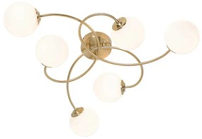 Moderne plafondlamp goud met opaal glas 6-lichts - Athens Modern G9 rond Binnenverlichting Lamp