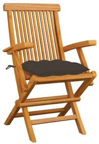 vidaXL Tuinstoelen 6 st met taupe kussens massief teakhout