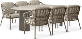 Tuinset 6 personen 240 cm Rope Taupe Santika Furniture Santika