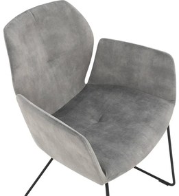 Goossens Excellent Eetkamerstoel Manzini grijs velvet stof met armleuning, modern design