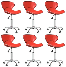 vidaXL Eetkamerstoelen draaibaar 6 st kunstleer rood