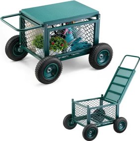 VEVOR Tuinrolstoel 760x520x440 mm, Rolbare metalen tuinstoel met wielen, Draagt ​​tot 180 kg, Rolstoel, Buitenkar en kruk op wielen voor gazon, terras, achtertuin