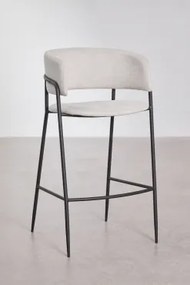 Set Van 2 Hoge Gestoffeerde Krukken Nalon Zwart & ↑75 Cm & Stof Gebroken Wit - Sklum